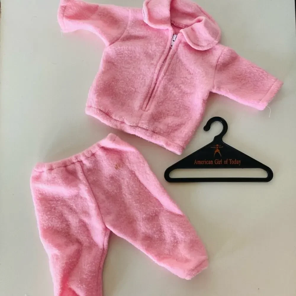 AMERICAN GIRL DOLL Bubblegum Pink Leisure Suit Fleece Lounge Jacket Pants Hanger